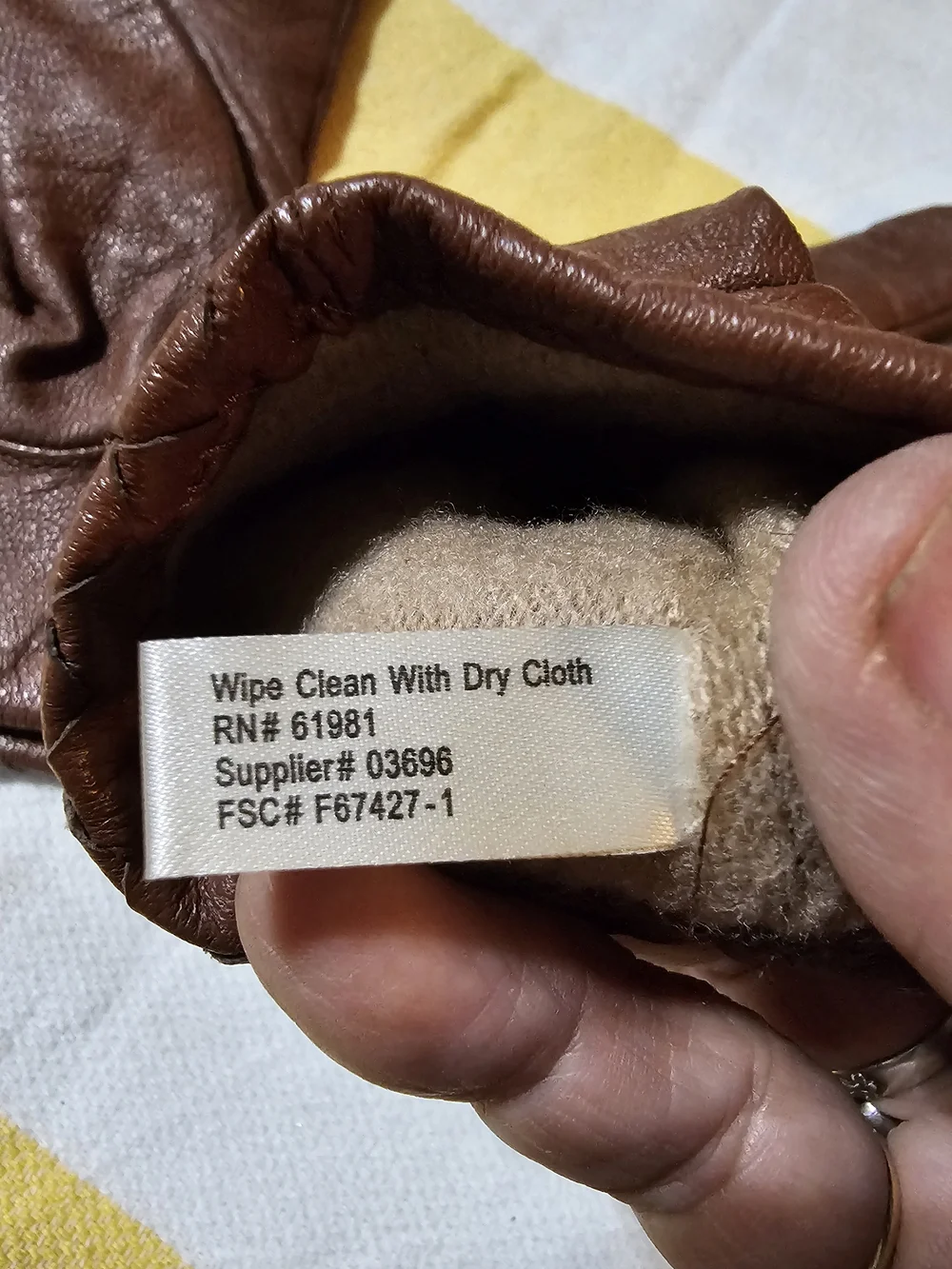 Women's Brown Leather Woven Cuff Gloves